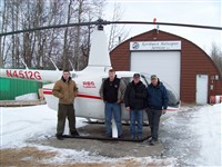 Maintenance Crew: L-R: Ross, Darcy, Doug Tompkins (Robinson Helicopters) Murray.